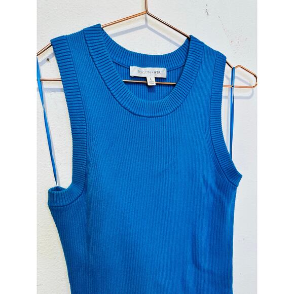 TOCCIN X RTR Blue Sleeveless Crewneck Racer-Front Tie Midi Dress Size Large - Picture 8 of 15